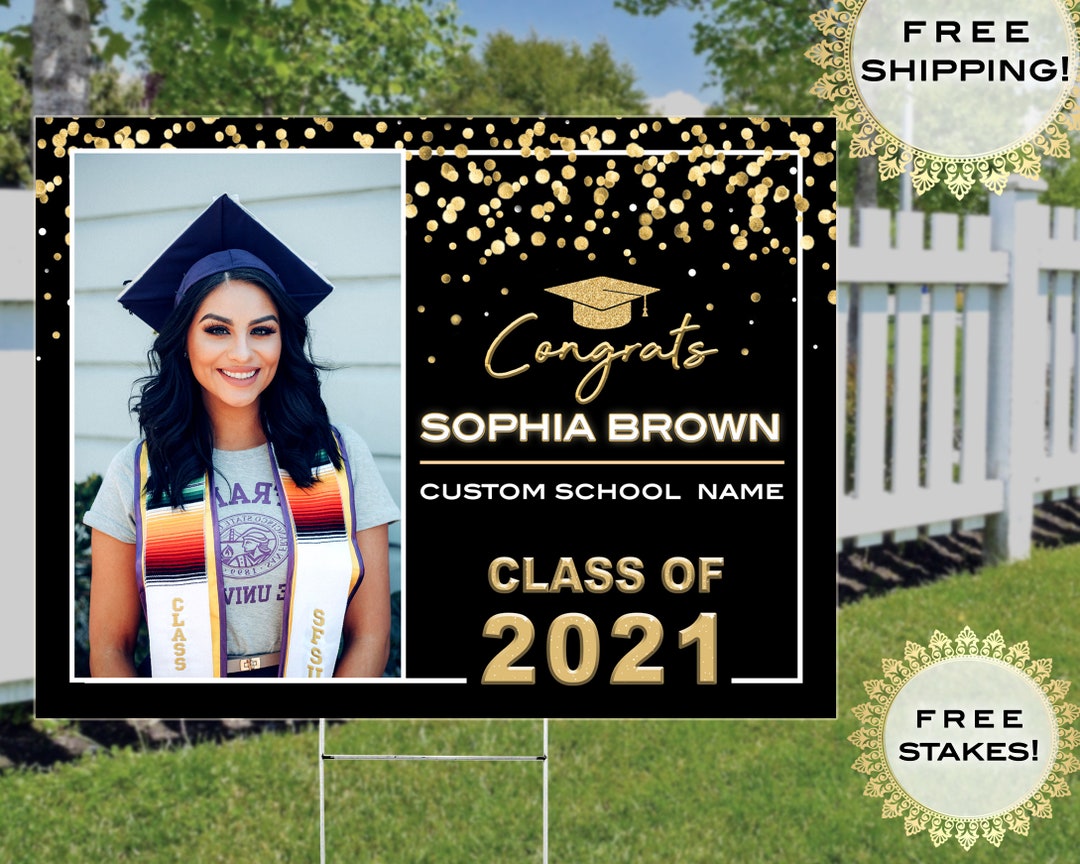 Custom Graduation Yard Sign 2023 With Photo Congrats Grad - Etsy