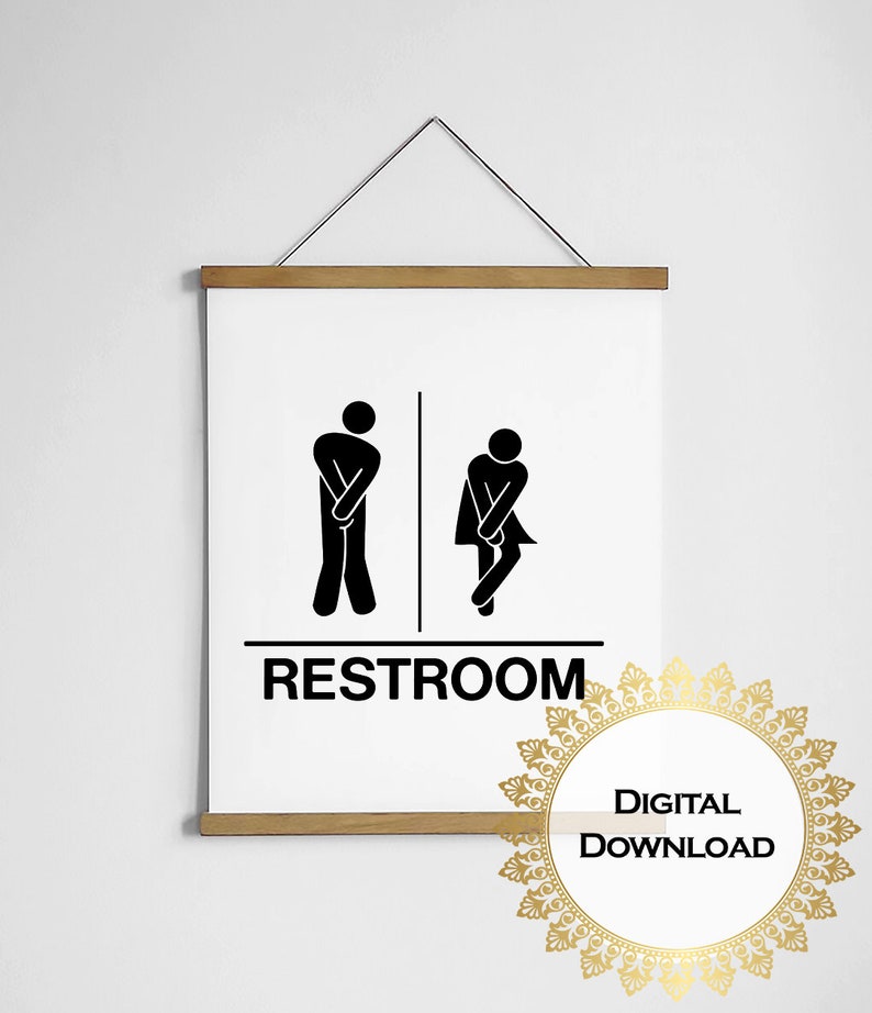 Mens Womens Funny Bathroom Sign Restroom Bathroom Printable | Etsy