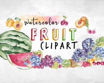 Watercolor Fruit Clipart, Watercolor Food Clipart, Watermelon Clipart, Healthy Food Clipart, Summer Clipart, Digital Instant Download, Kiwi