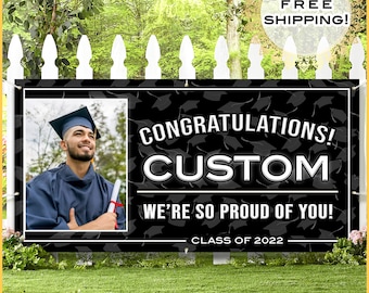 Custom Graduation Banner 2024 Outdoor with Photo · Congratulations Banner 2024 · Personalized Graduation Banner · Customizable Vinyl Banner