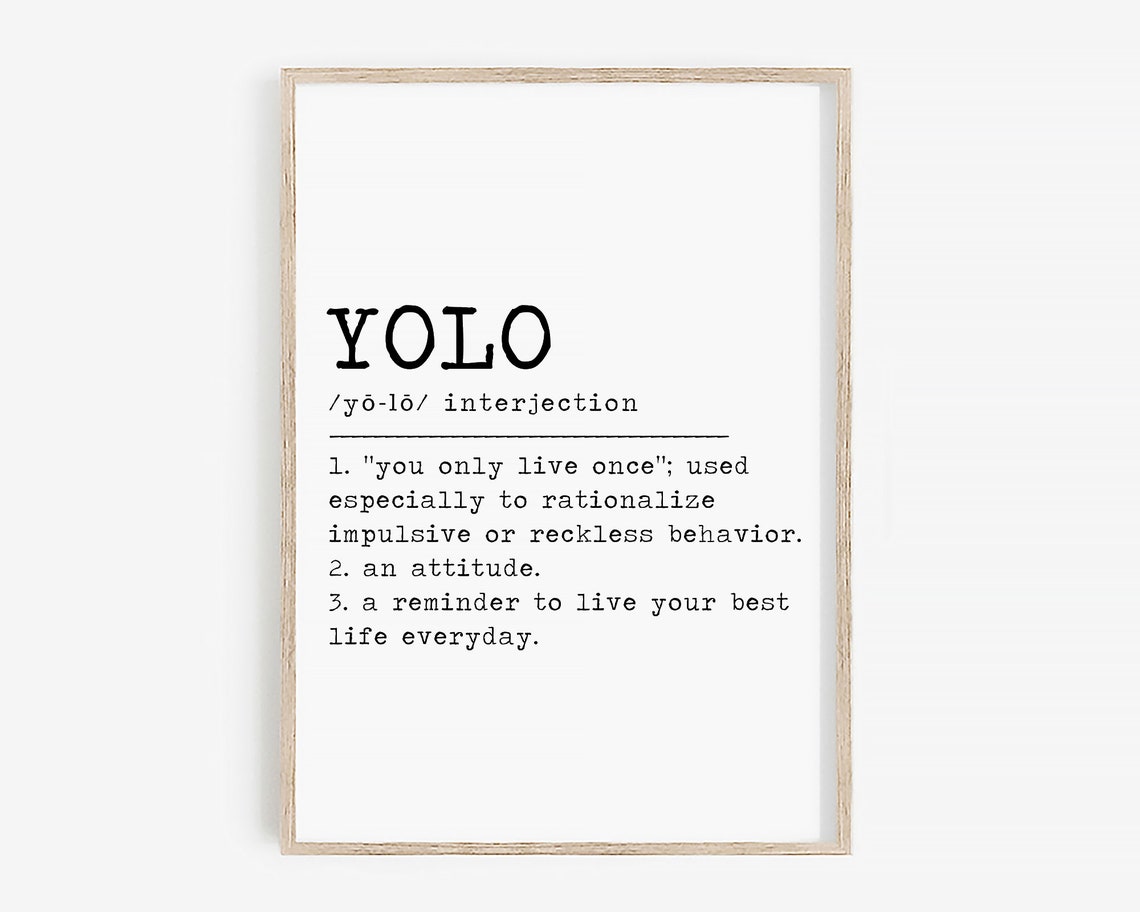 YOLO Definition Yolo Sign Funny Gifts for Him Funny Gifts Etsy
