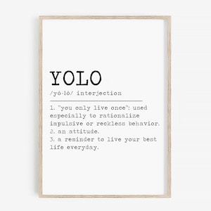 YOLO Definition · Yolo Sign, Funny Gifts for Him, Funny Gifts for Her