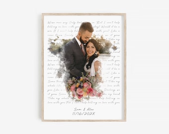 Custom Watercolor Lyrics for Wedding or Anniversary Gift for Him · Personalized Song Lyrics Wall • Vinyl Prints • Printable First Dance Song