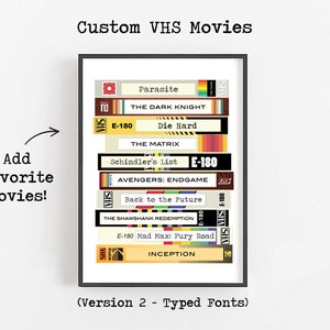 Custom Video Tape Print Personalized Retro Movie Poster, Add Your Favorite Movies, VHS Movie Lover Gift, Vintage Printable Movie Wall Art image 3