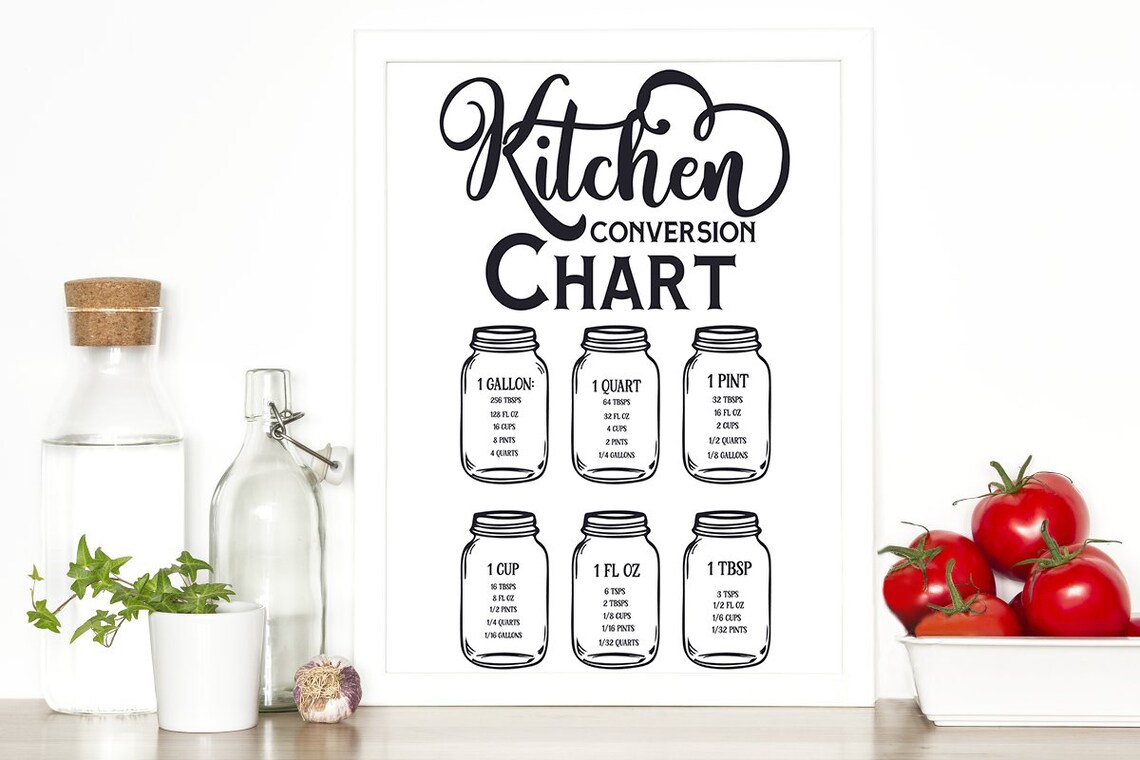 Kitchen Conversion Chart Kitchen Cheat Sheet Conversion | Etsy