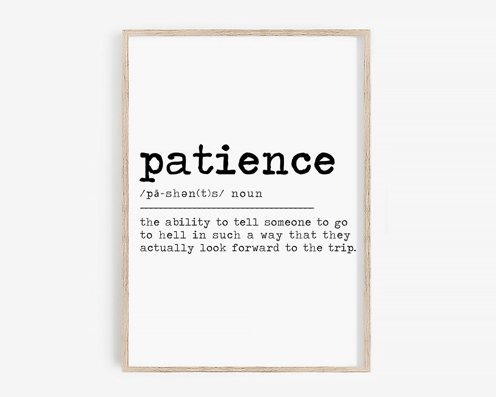 Patience Definition Print Patience Sign for Wall Funny Etsy