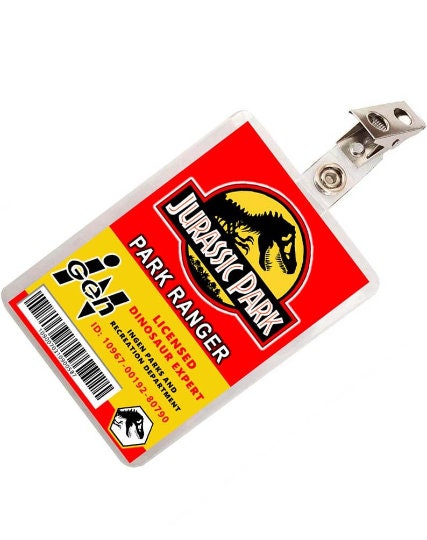 Jurassic Park Ranger License ID Badge Cosplay Costume Name Tag Prop