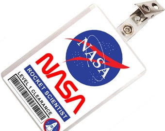 NASA Astronaut Rocket Scientist ID Badge Cosplay Costume Name Tag Halloween
