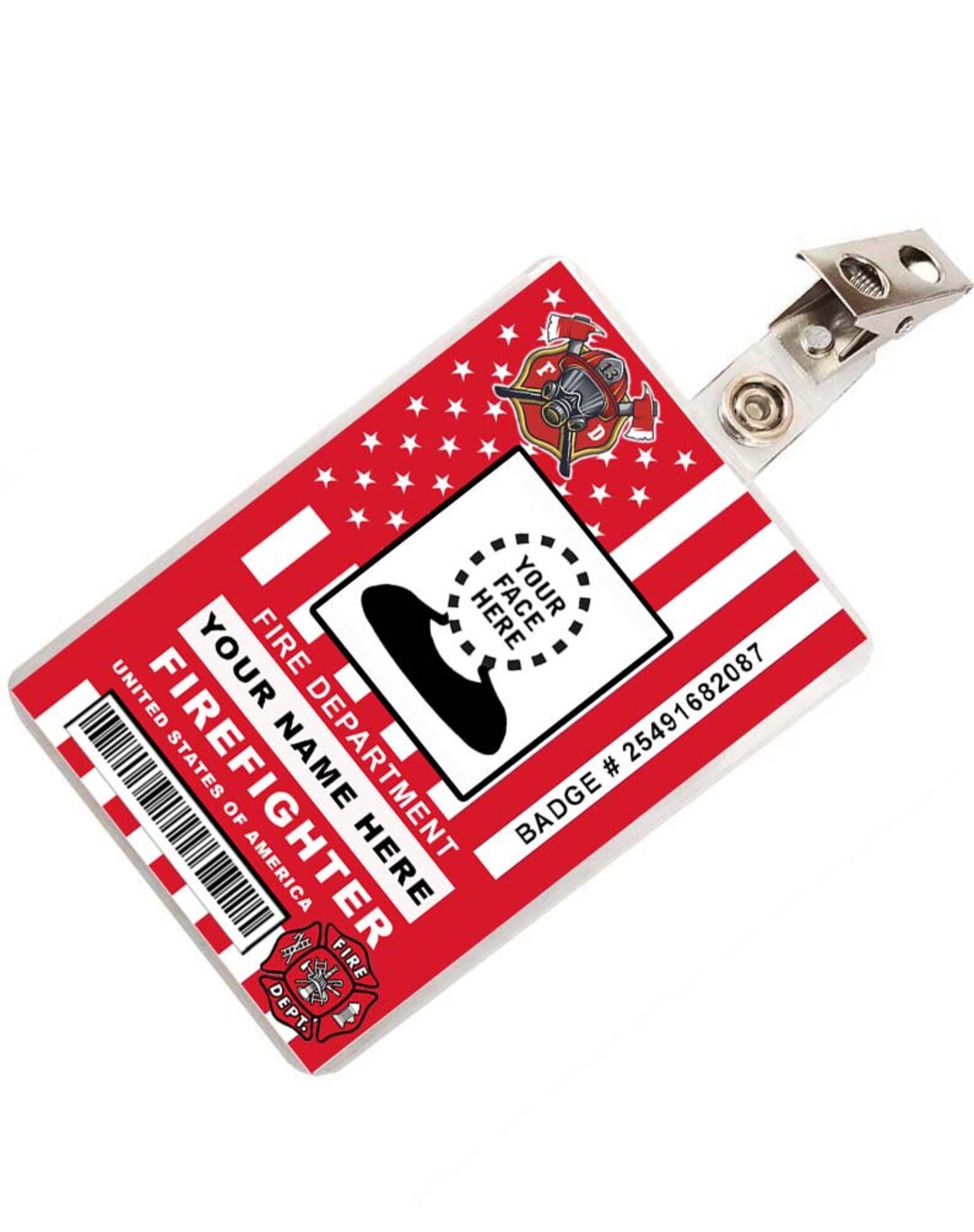 Custom Fire Department Firefighter ID Badge Costume Name Tag Etsy