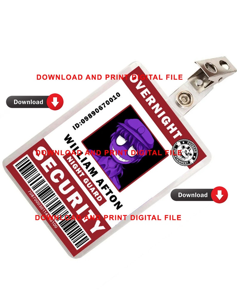 FNAF Five Nights at Freddy's William Afton Security ID - Etsy
