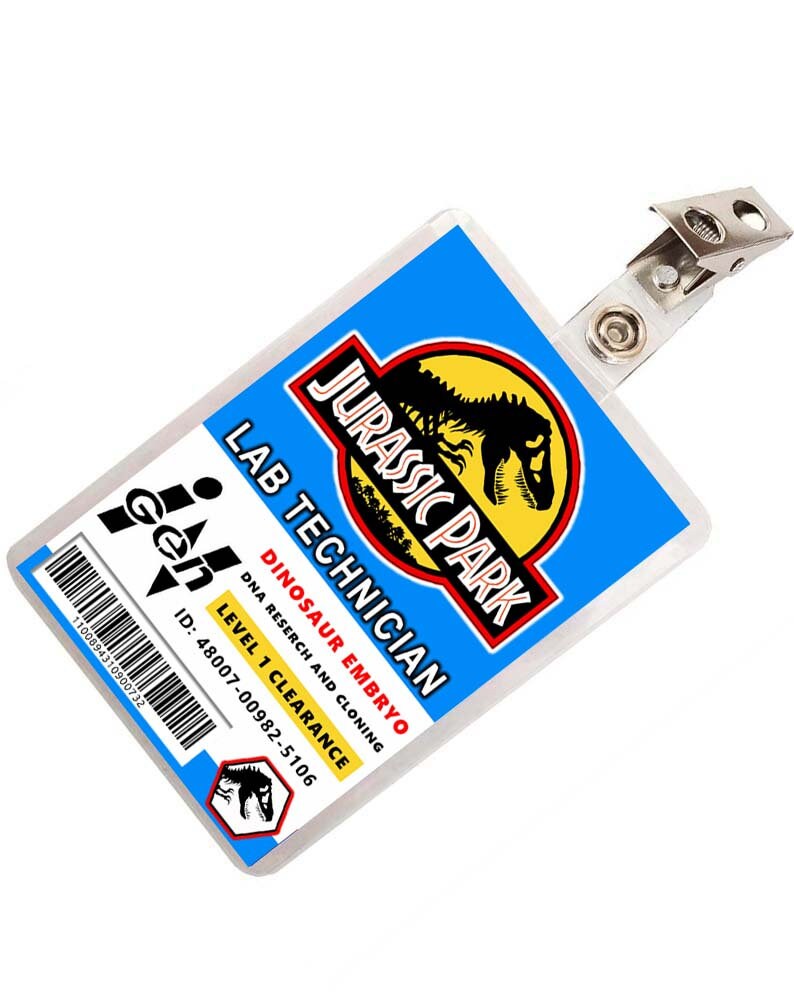 Jurassic Park Lab Technician ID Badge Cosplay Costume Name Tag Etsy