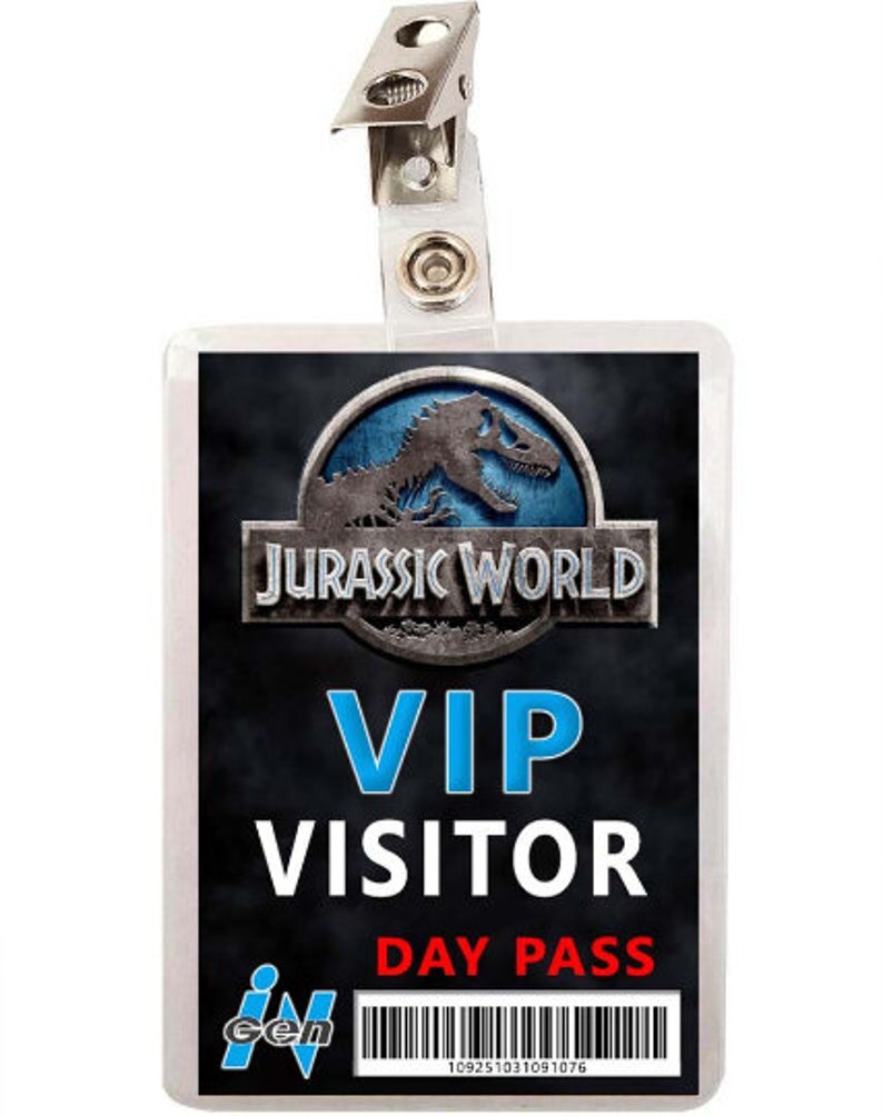 Jurassic World VIP Visitor ID Badge Cosplay Costume Name Tag | Etsy