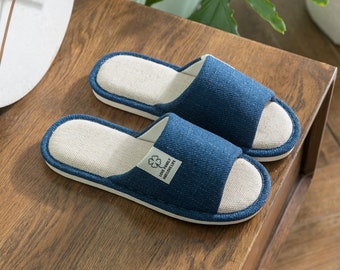 DrifWoo Slippers Men House Slippers Summer Slippers Tatami Slippers Open Toe Slippers Home Slippers Men shoes Gifts for Men Spa Slippers Dad