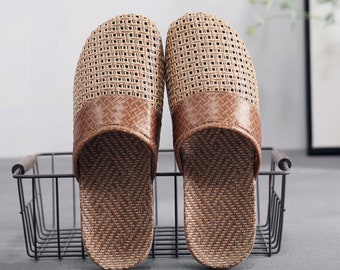 House Slippers for Men, Unisex Japanese Indoor Rattan Slippers, Gift for Him, Spa Gifts for him  ZY002