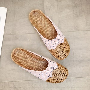 Women House Slippers Rattan Cute Slippers for Ladies Birthday Gifts for Her Spa Gift for Women Relaxation Gift for Her Home Slippers ZY001