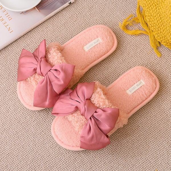 Bride Slippers Bridesmaid Gifts for Bridal Party Slippers Wedding Slippers Bridesmaid Slippers Women Bow-knot Slippers for Bridal Shower