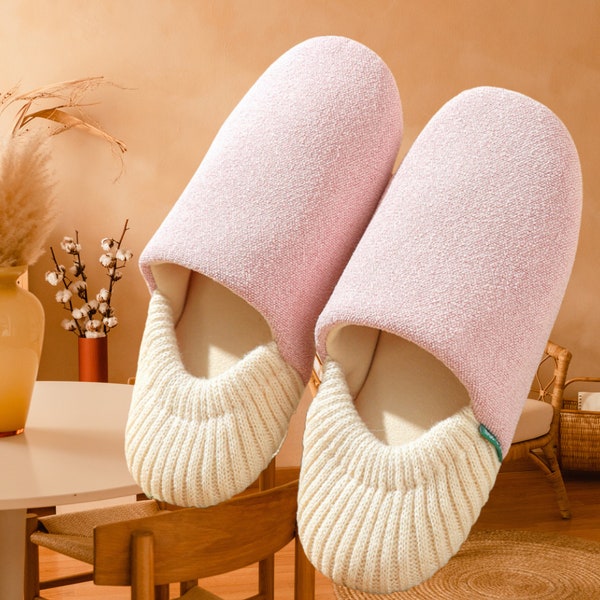 Unisex Indoor House Shoes for Quiet Comfort Bedroom Slippers for Couples Matching Closed-Heel Slippers Quiet Slippers for Men and Women