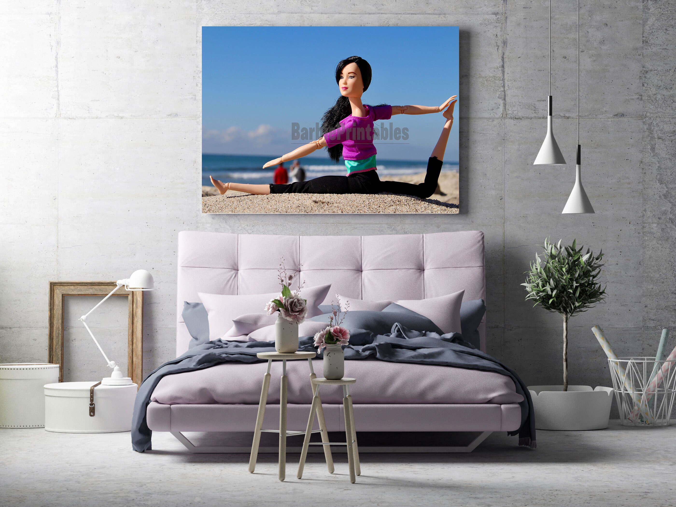 Yoga Barbie on the Beach Printable Wall Art Digital Print -  Israel