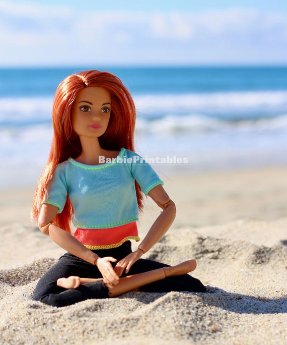 Living Room Wall Print/ Yoga Barbie Wall Art/ Barbie Yoga on the Beach/  Printable Living Room Art -  Norway