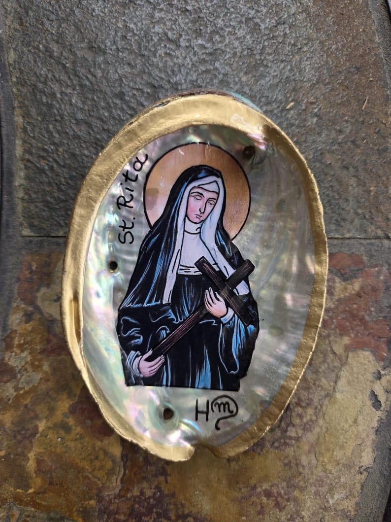 Saint Rita - the Patron of the Impossible - Handcrafted Abalone Shell ...