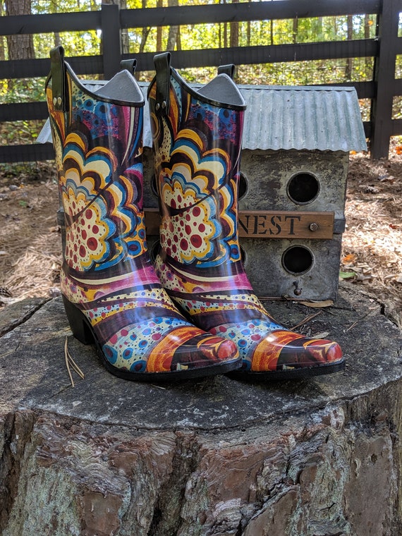 cowboy style rain boots