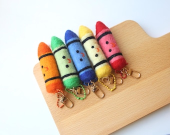 Felt Crayon Keychain: Back to School Gift, Teacher Ornament