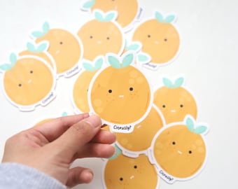 Orange Vinyl Sticker: "Citrusly?" Pun Sticker