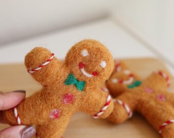 Felt Gingerbread Man Christmas Ornament or Magnet: Handmade Holiday Decor | Christmas Gift | Gift for grandparents