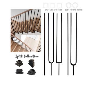 Modern Stair Iron Baluster - Split Collection - 44&quot; Metal Spindle