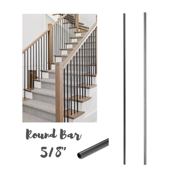 Iron Balusters - Metal Stair Spindles - Modern Round Bar for Staircase