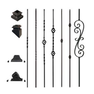 Iron Balusters - Wrought Iron Stair Balusters - For Stairs Iron Spindles - Satin Black Hollow Core