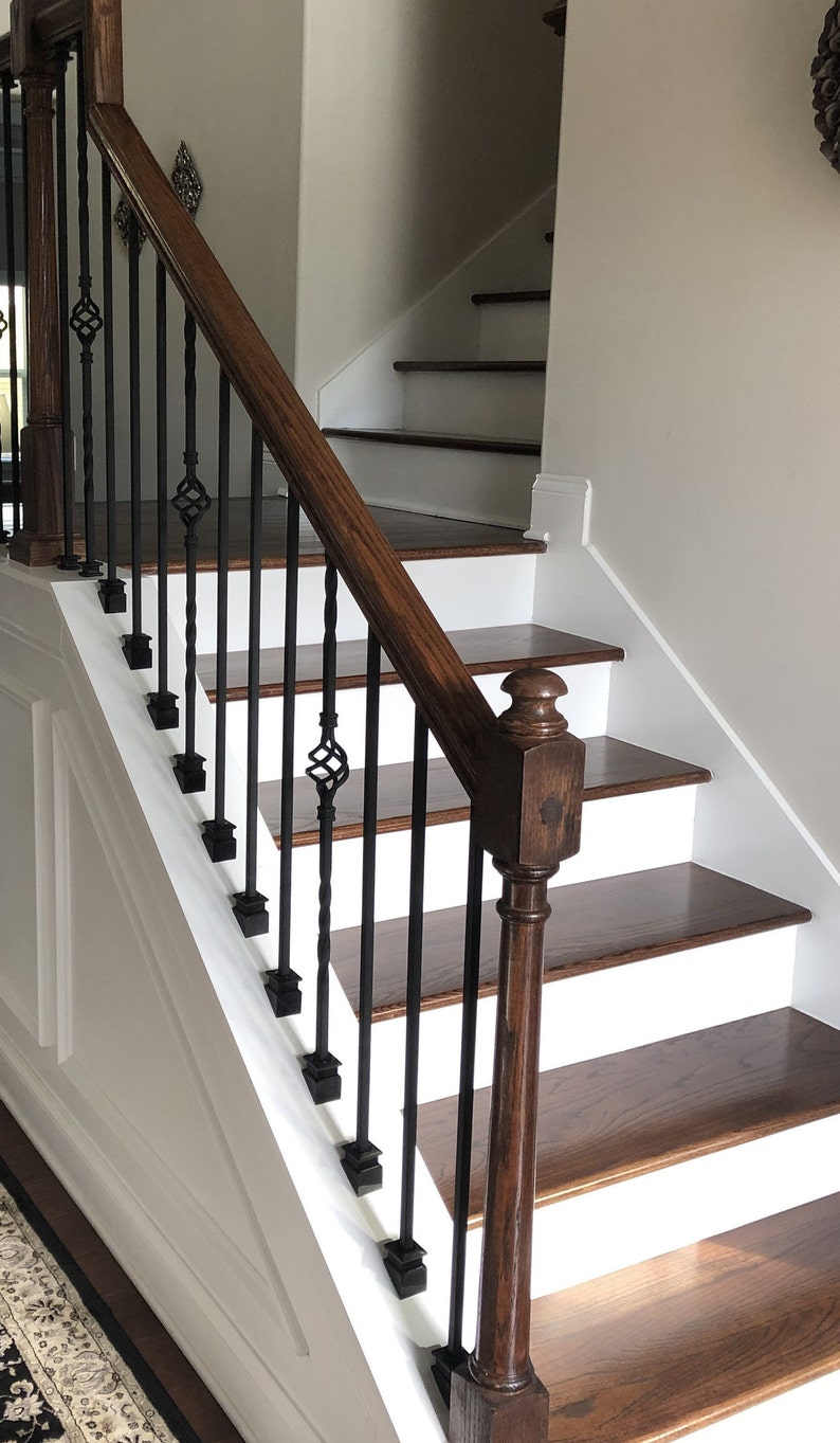 Stair Iron Baluster Angled Shoe With Screw Set Satin Black Etsy
