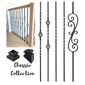 Iron Balusters - Wrought Iron Stair Balusters - For Stairs Iron Spindles - Satin Black Hollow Core