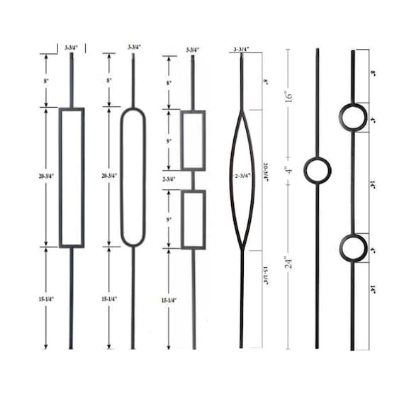 10-Pack Iron Stair Balusters 44 Inch - 1/2 Square Black Metal Spindles For Staircase