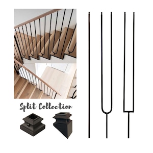 Iron Stair Balusters - Designer Split Collection - Modern Metal Spindles for Stairs -  - Stair Iron Railing Part