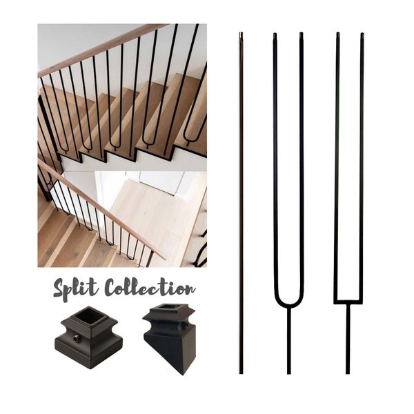 Iron Stair Balusters - Designer Split Collection - Modern Metal Spindles for Stairs -  - Stair Iron Railing Part