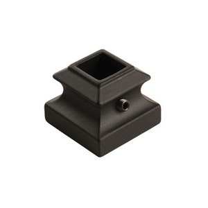 May include: Black metal square post base with a square hole in the top and a screw on the side.