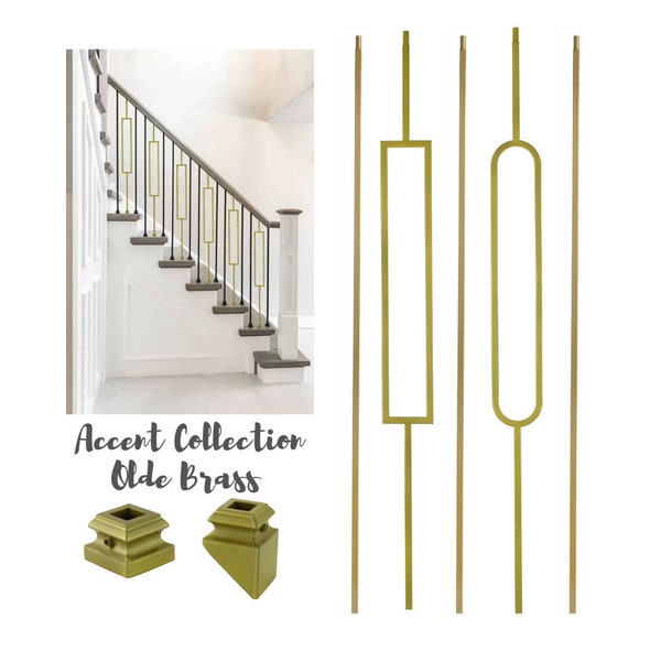 Stair Iron Balusters - Modern Iron Spindles for Stairs - Olde Brass Hollow Core Wrought Iron Railing