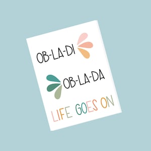 Cartão de letras “Ob-La-Di, Ob-La-Da” dos Beatles - coleção “Song For a Friend”