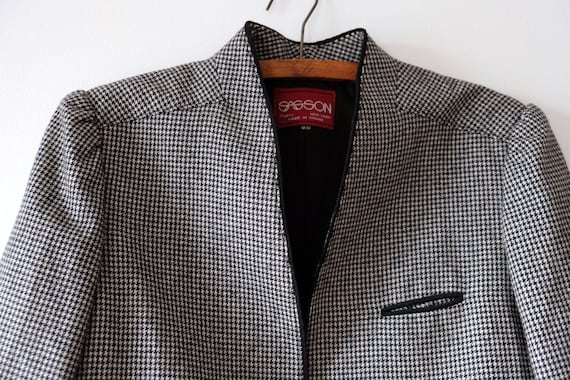 Vintage 80s SASSON Houndstooth Wool Blazer | Wome… - image 1