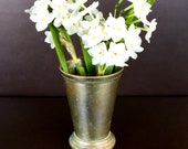 Vintage Classic Mint Julep Lassi Cup with Beaded Border Below Edge and Around Base. Made in India.