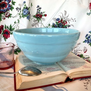 Vintage Unmarked York Robin's Egg Blue Beehive Bowl. Made in York, Pennsylvania.