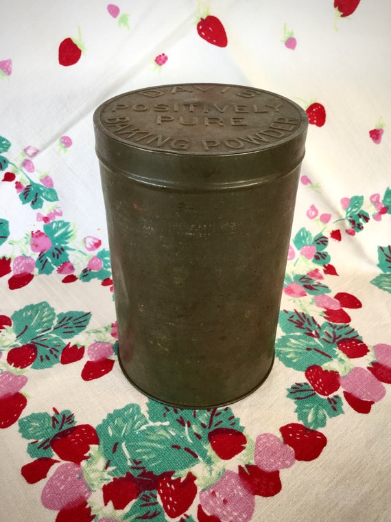 Vintage Davis Baking Powder Metal Canister. Etsy