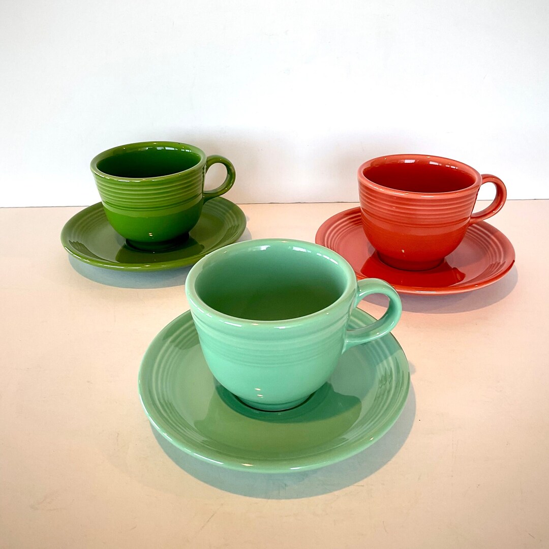 Vintage Fiesta Ware Bold Colored Cups and Saucers. Choice of Etsy
