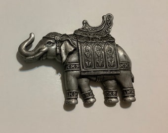 JJ Jonette Pewter Indian Elephant Brooch vintage collectible purse brooch hat brooch scarf brooch sweater brooch rare