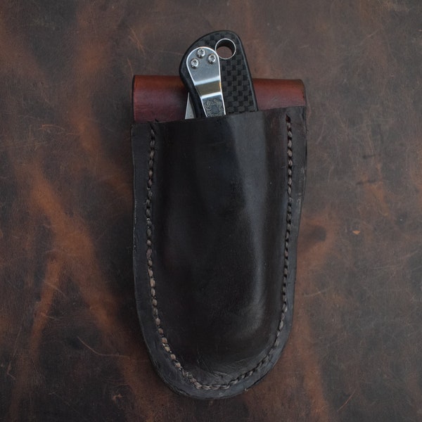 Custom Leather Sheath for Spyderco Paramilitary 2 EDC - Handmade Knife Holster - Para 2 Folding Knife Case