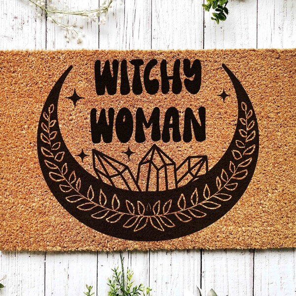 Witchy Woman Doormat, Crystal Mix Gift, Wiccan Decor, Witch Print, Witch Home Decor, Spooky Vibes, Occult, Pagan, Witch Spell, Doormat