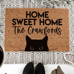 home Sweet Home Three Cats Door Mat, Indoor Mat, Creative Doormat