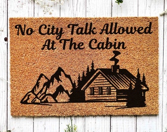 Mountain Home Decor, Welcome Cabin Sign, Custom Cabin Door Mat, Personalized Cabin Doormat, Mountain House Sign, Family Name Camp Wood Sign