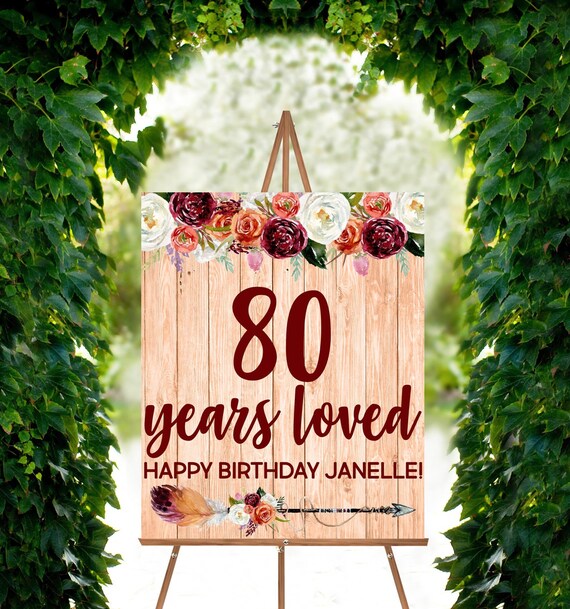 80th Birthday Welcome Sign Custom 80th Birthday Sign Fall Etsy